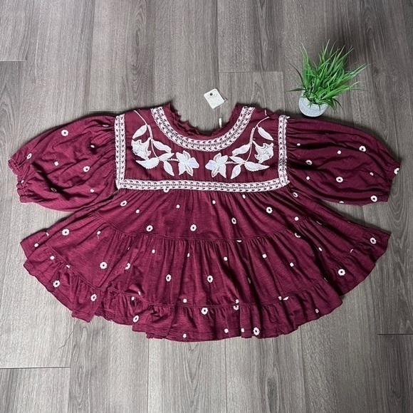 Free People Tops - Free People Edie T-Shirt In Sweet Raisin Combo Size Small